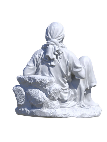 Sai Baba Idol Sitting Pose-Height-7 Inches-White-Resin