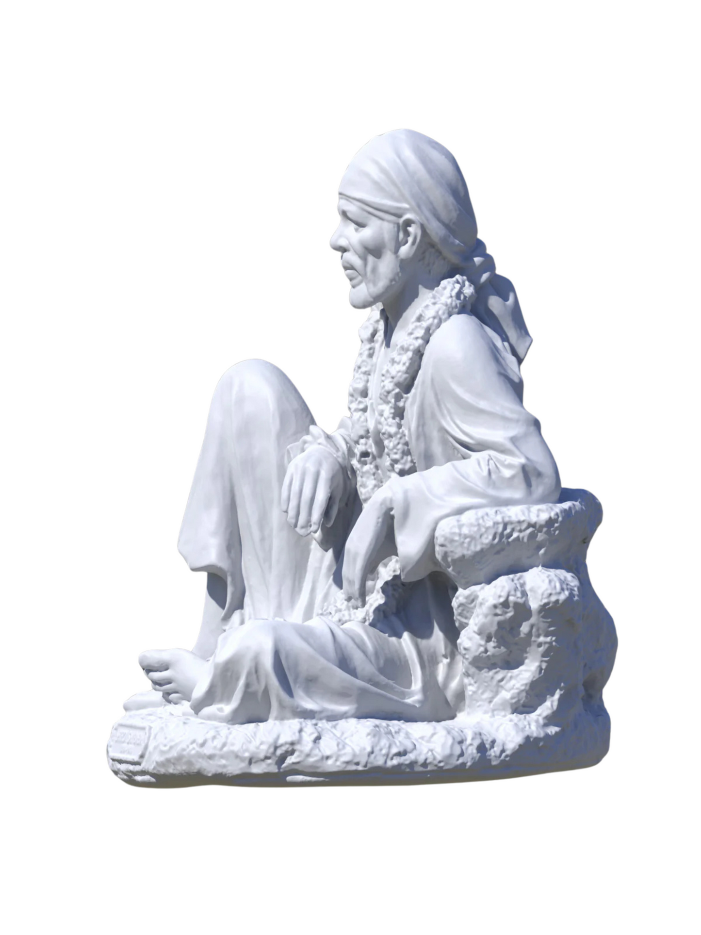 Sai Baba Idol Sitting Pose-Height-7 Inches-White-Resin