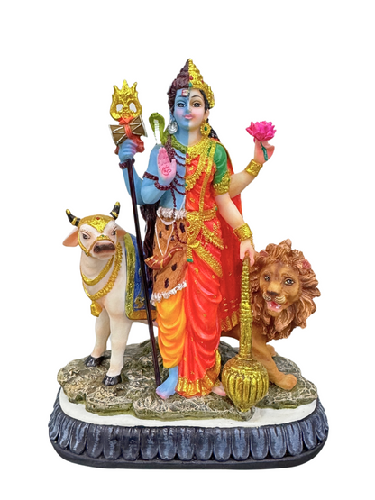 New Standing Shiv Parvati-Ardhanarishvara Idol-Height-6 Inches-Multicoloured-Resin