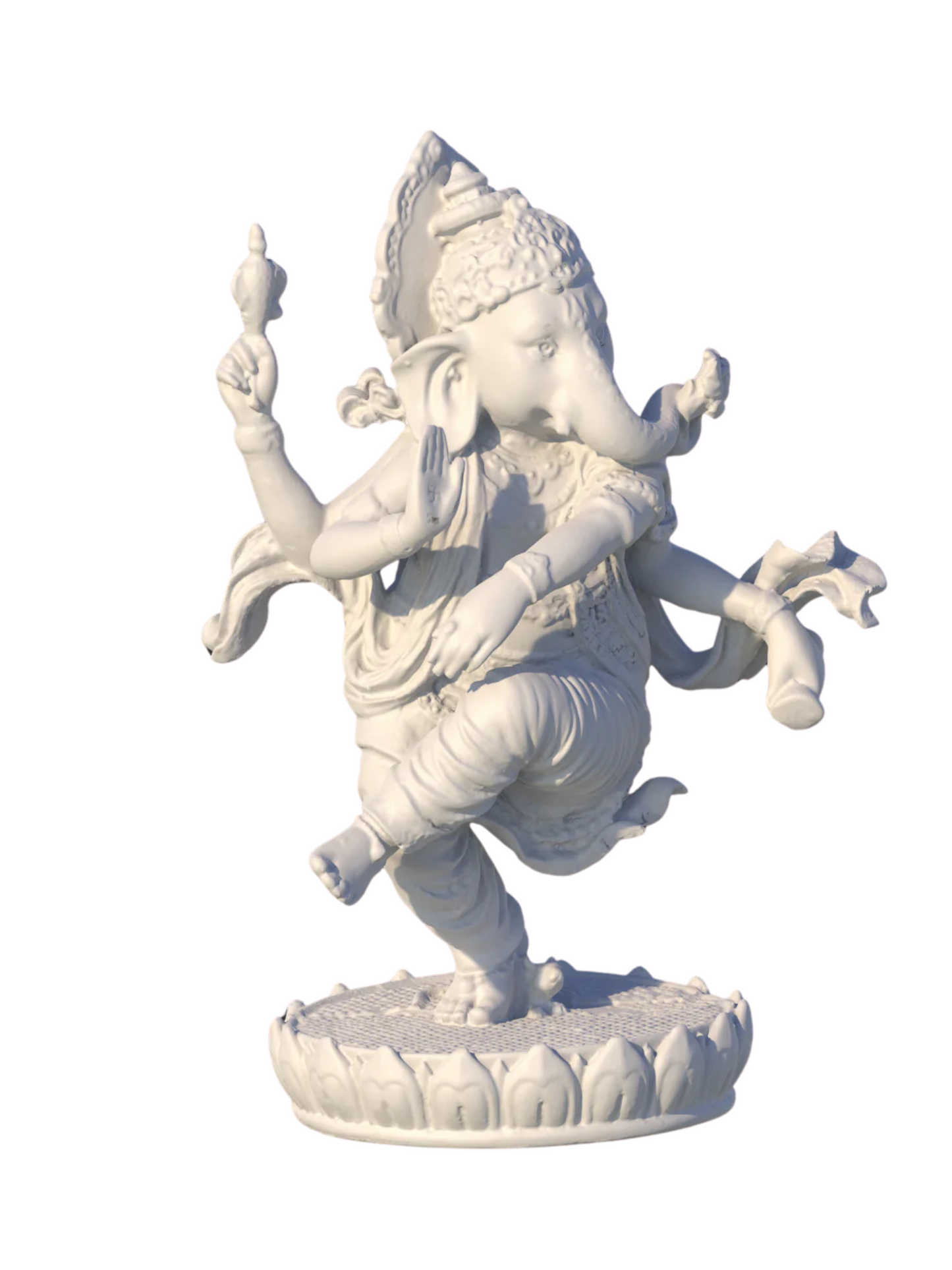 Large Dancing Ganesh Idol-Height-8 Inches-White-Resin-Ganpati Statue