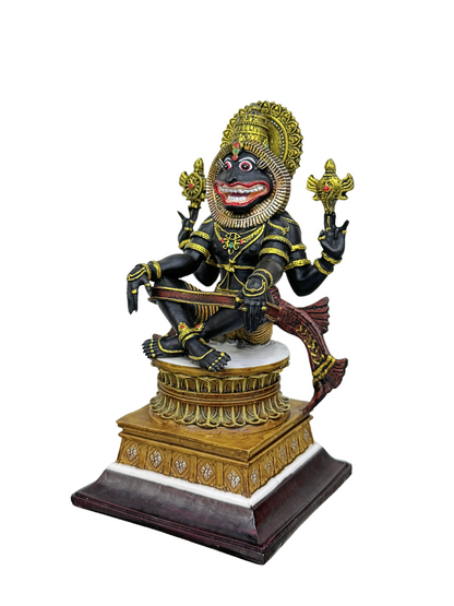New Medium Sitting Narsimha Idol-Height-7 Inches-Resin-Black Colour