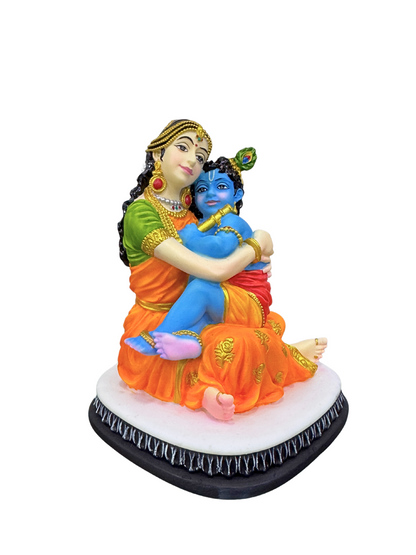 Large Maa Yashoda Krishna On Lap-6 Inches-Multicoloured-Resin