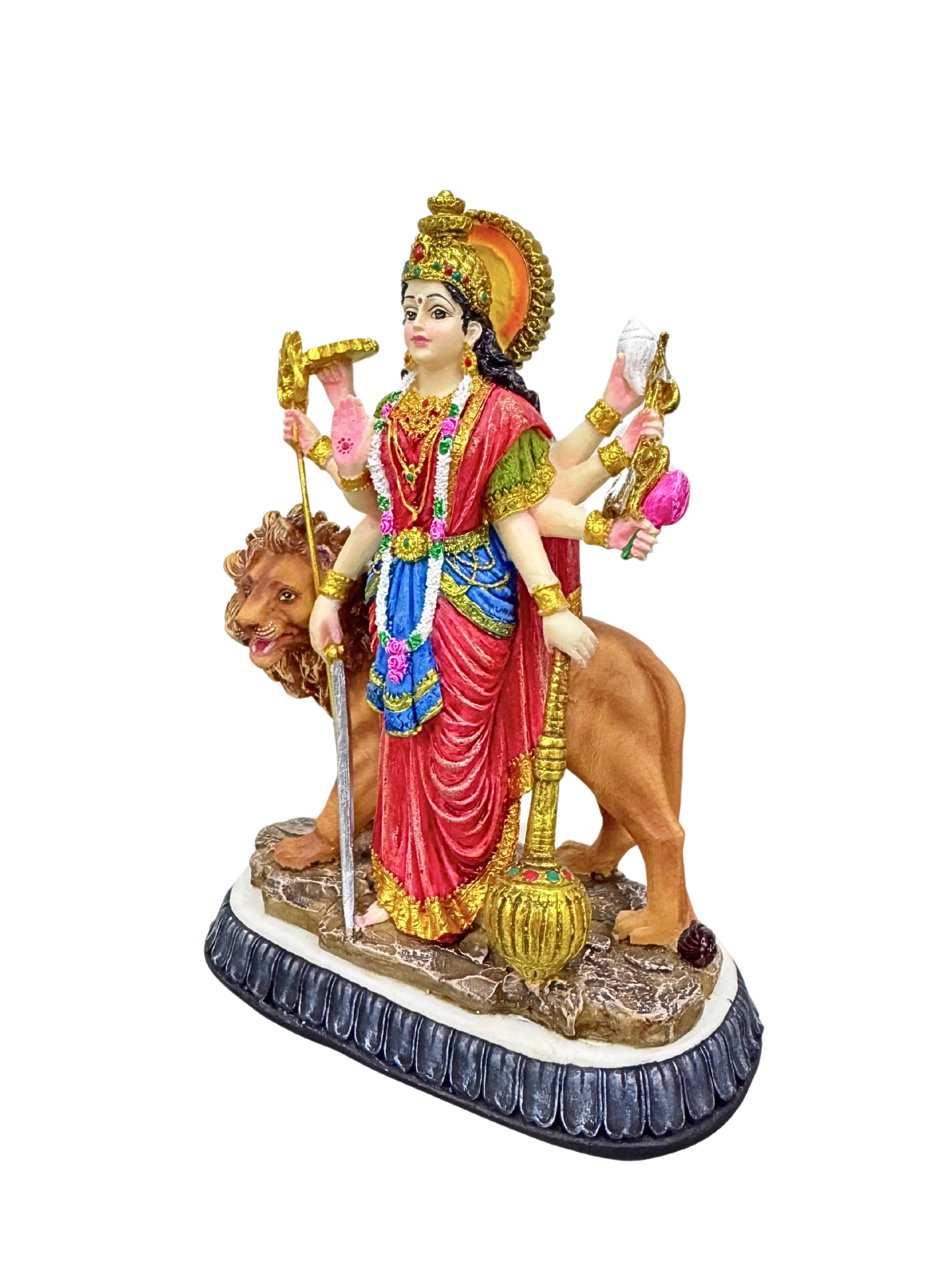 Medium Durga Mata Idol Standing-Height-6 Inches-Multicoloured-Resin