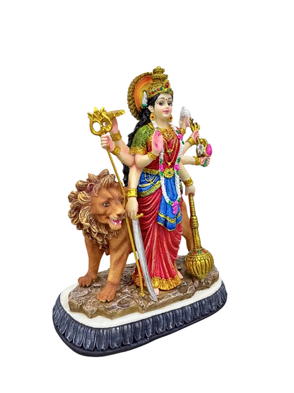 Medium Durga Mata Idol Standing-Height-6 Inches-Multicoloured-Resin