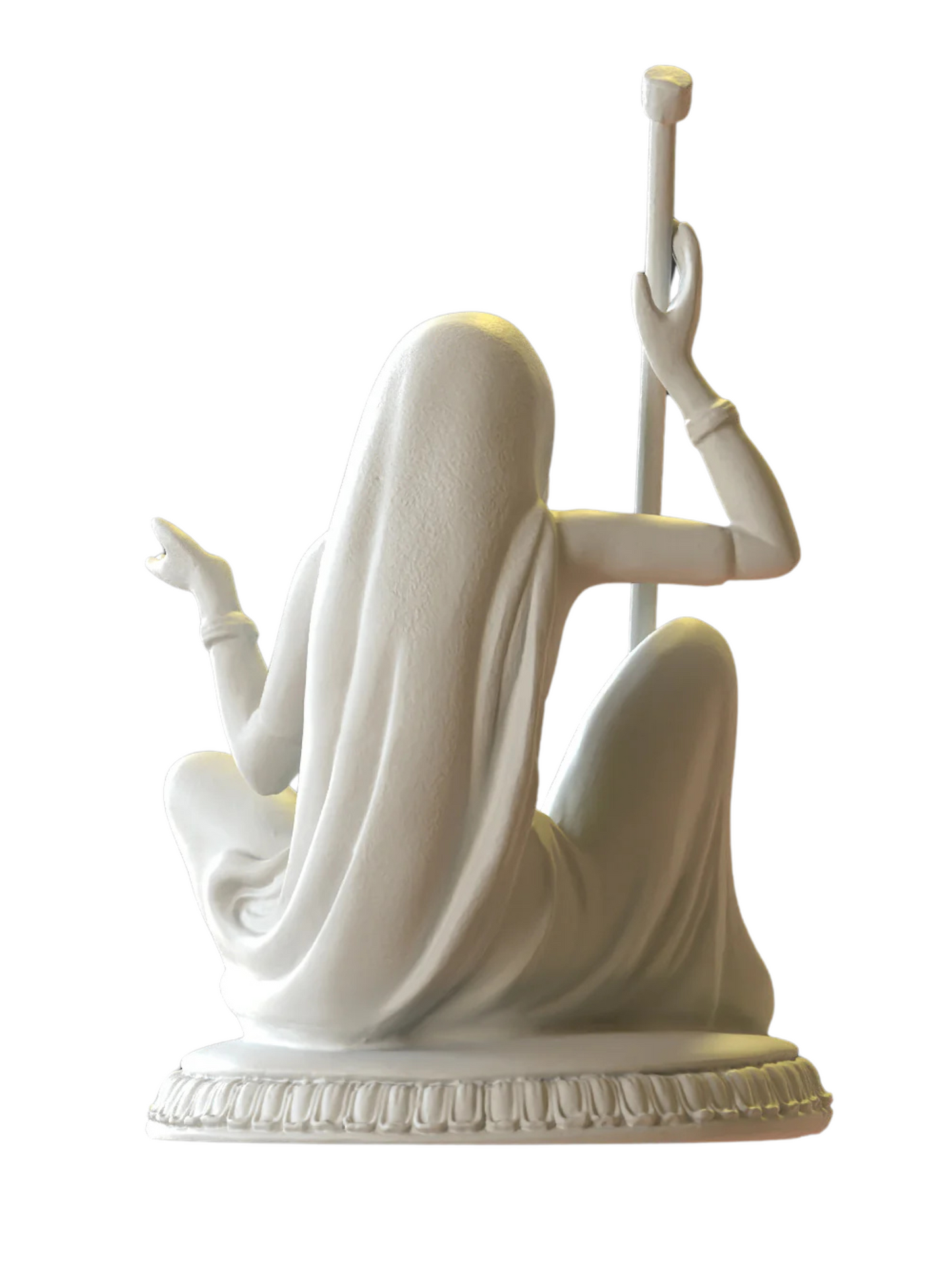 Meera Bai Sitting Statue Playing Veena (Sitar)-Height-7 Inches-White-Resin