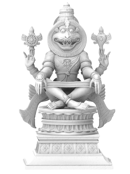 New Medium Sitting Narsimha Idol-Height-7 Inches-Resin-White Colour