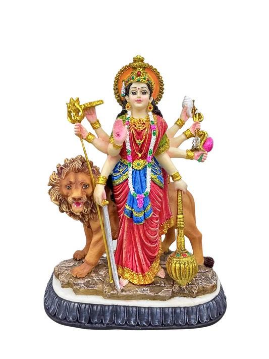 Medium Durga Mata Idol Standing-Height-6 Inches-Multicoloured-Resin