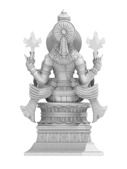 New Medium Sitting Narsimha Idol-Height-7 Inches-Resin-White Colour