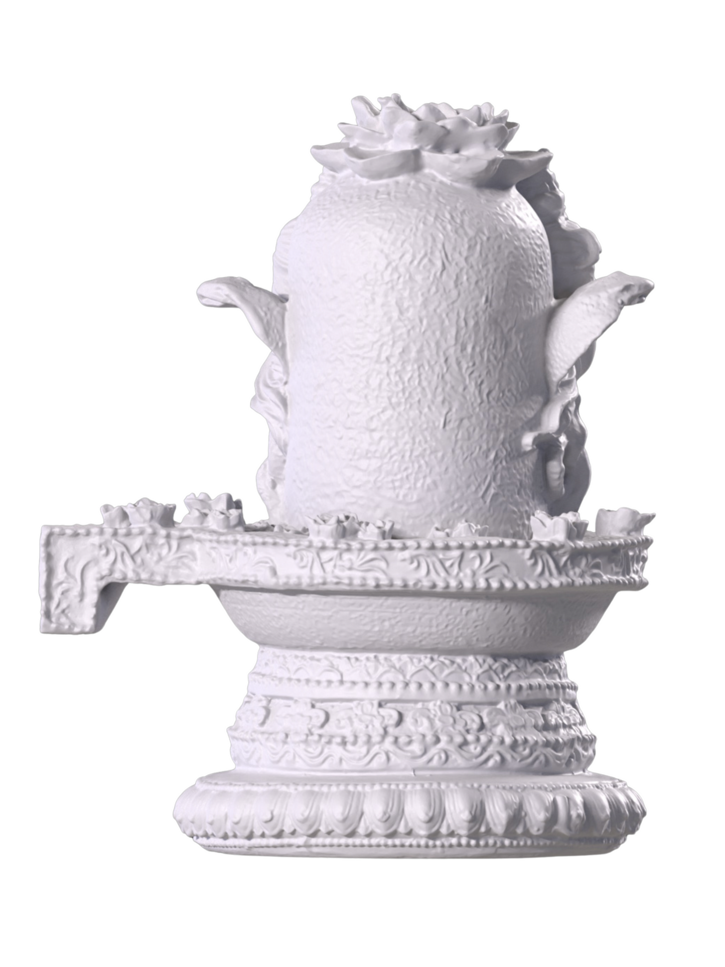 3 Mukhi (Faced) Shiv Ling-White-Resin-6 Inches-Shivling- Three Faced Shiva
