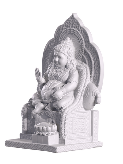 Large Sitting Kuber Idol-7 Inches-White-Resin-Lord Kuberan Murti