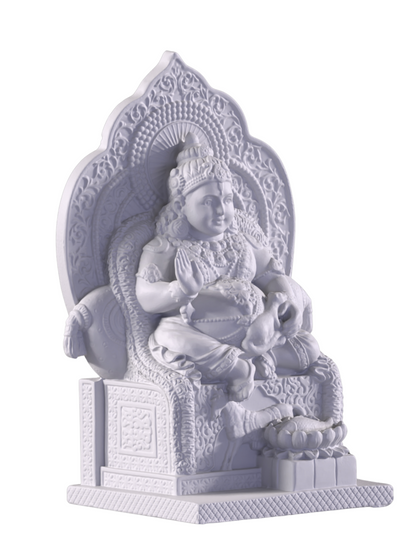 Large Sitting Kuber Idol-7 Inches-White-Resin-Lord Kuberan Murti