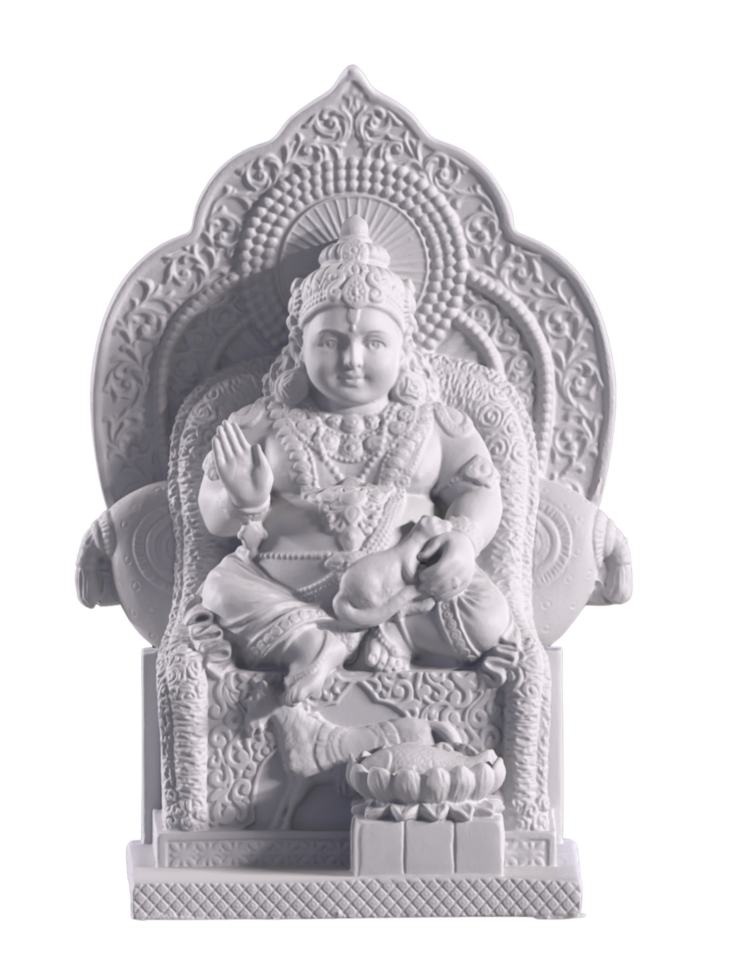 Large Sitting Kuber Idol-7 Inches-White-Resin-Lord Kuberan Murti