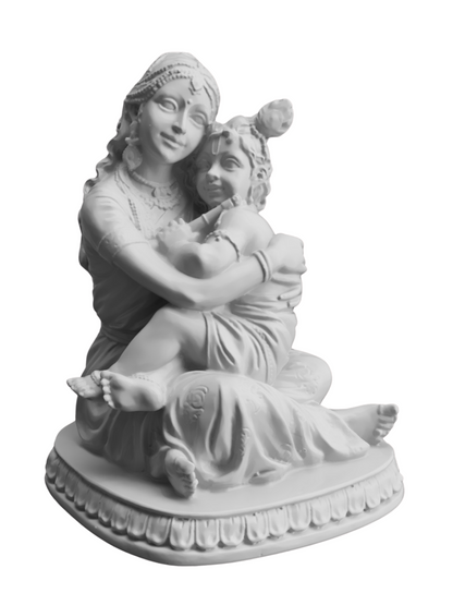 Large Maa Yashoda Krishna On Lap-10 Inch-Home D�cor-White-Resin