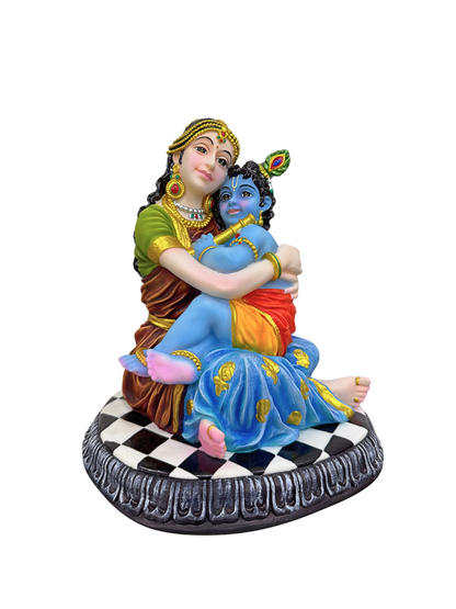 Large Maa Yashoda Krishna On Lap-Height-10 Inches-Multicoloured-Resin