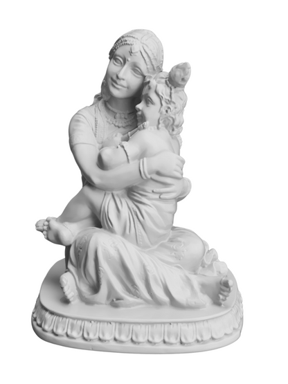 Large Maa Yashoda Krishna On Lap-10 Inch-Home D�cor-White-Resin