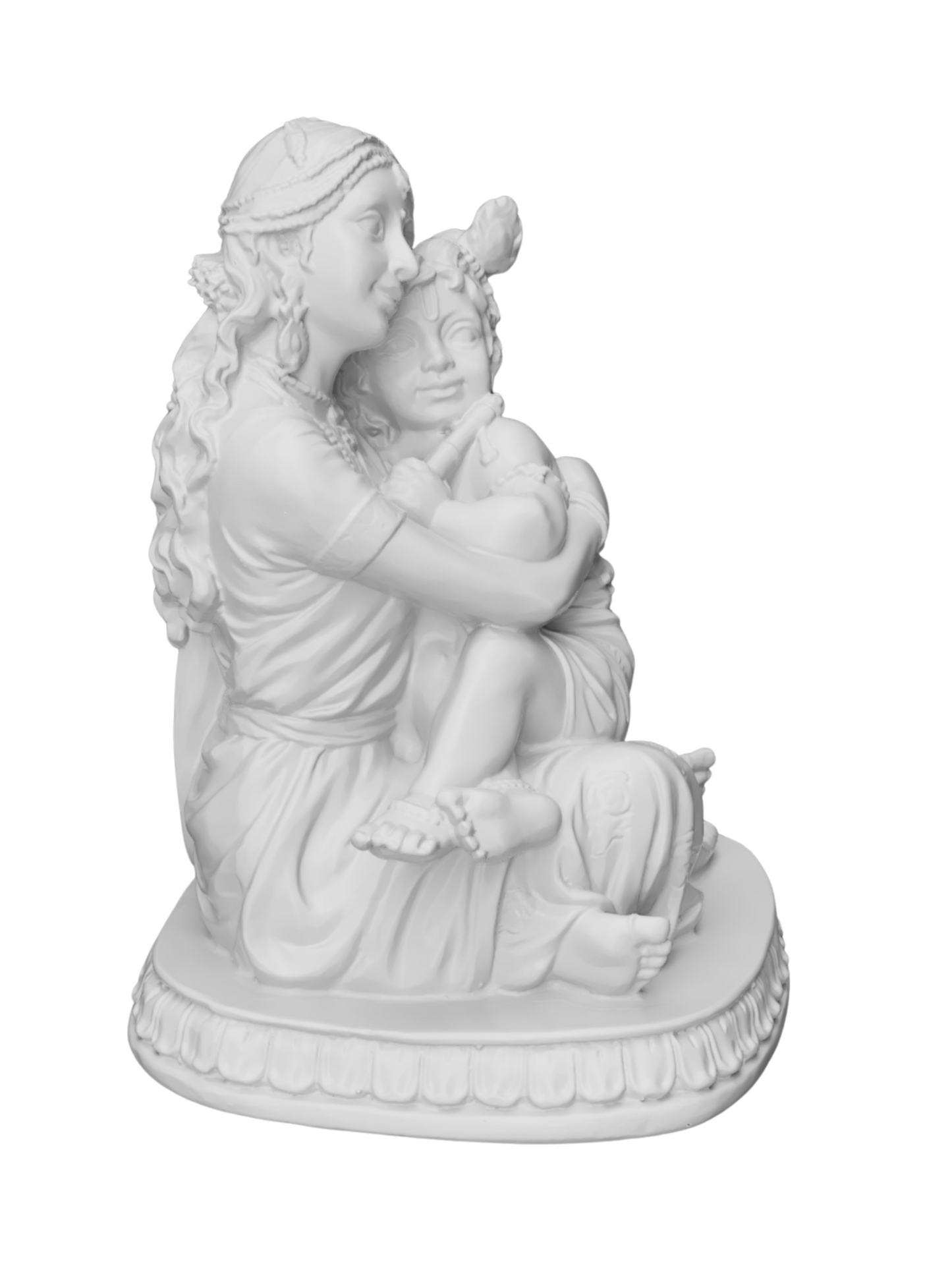 Medium Maa Yashoda Krishna On Lap-5.5 Inch-Car and Home D�cor-White-Resin