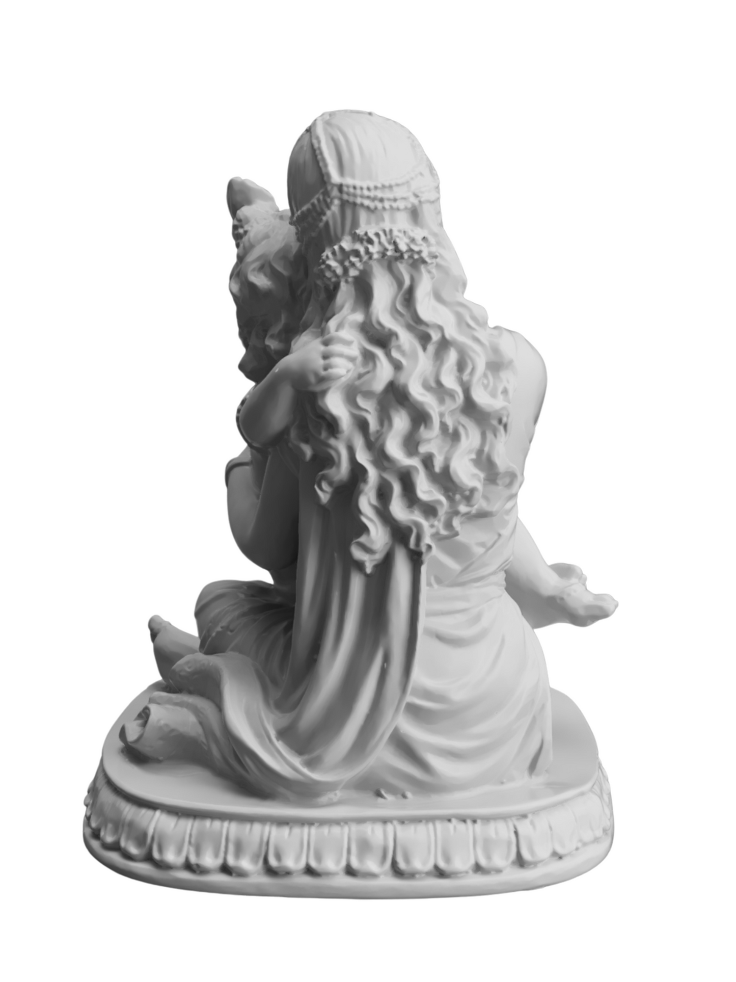 Large Maa Yashoda Krishna On Lap-10 Inch-Home D�cor-White-Resin