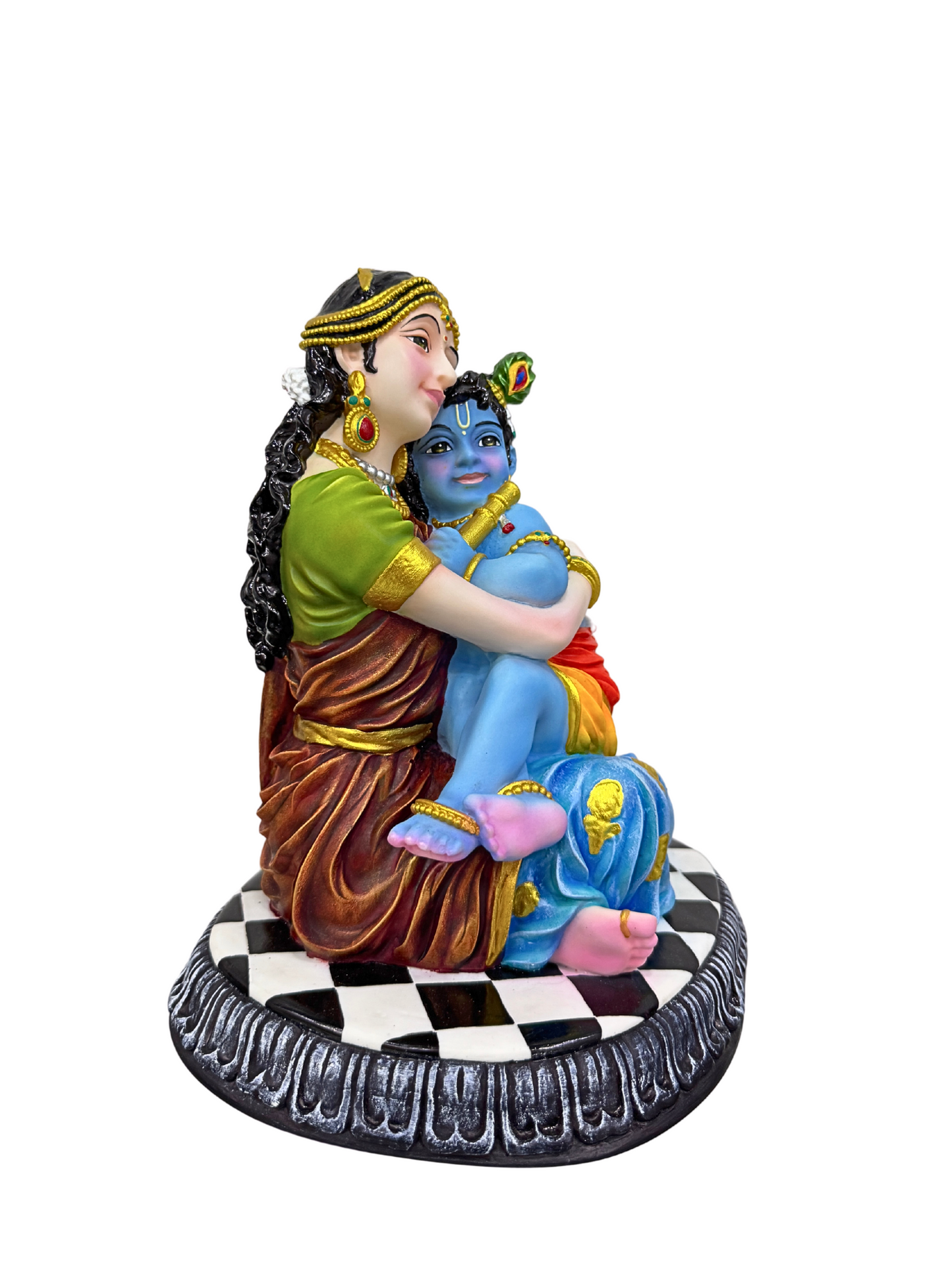 Large Maa Yashoda Krishna On Lap-Height-10 Inches-Multicoloured-Resin