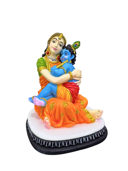 Large Maa Yashoda Krishna On Lap-6 Inches-Multicoloured-Resin