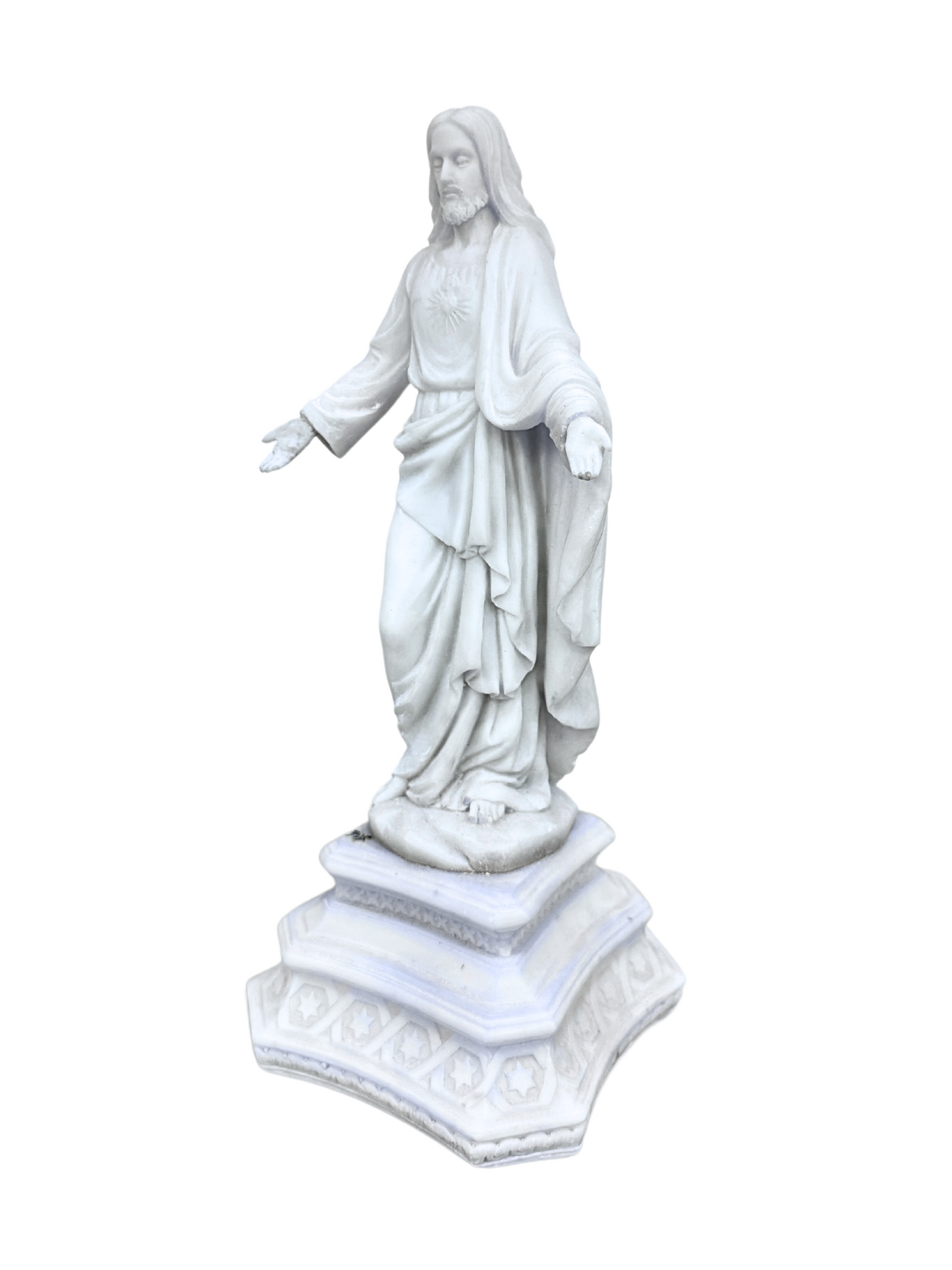 Jesus Christ Open Arms Posture On Base Gift for Christmas Home Decoration-Height-10 Inches-Resin-White Finish