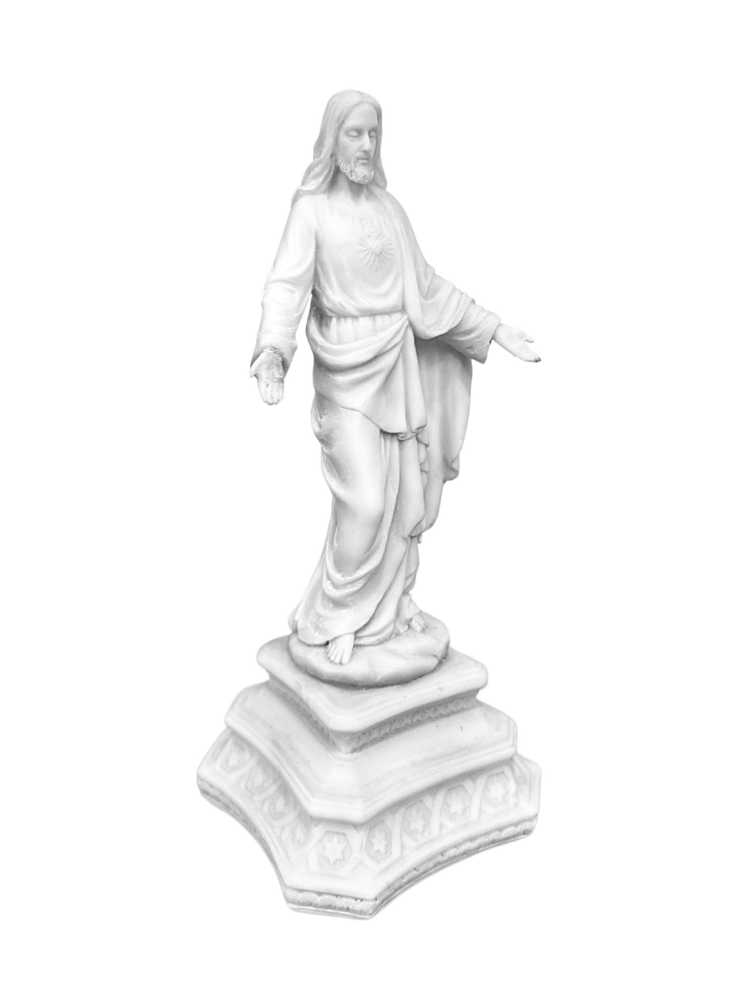 Jesus Christ Open Arms Posture On Base Gift for Christmas Home Decoration-Height-10 Inches-Resin-White Finish