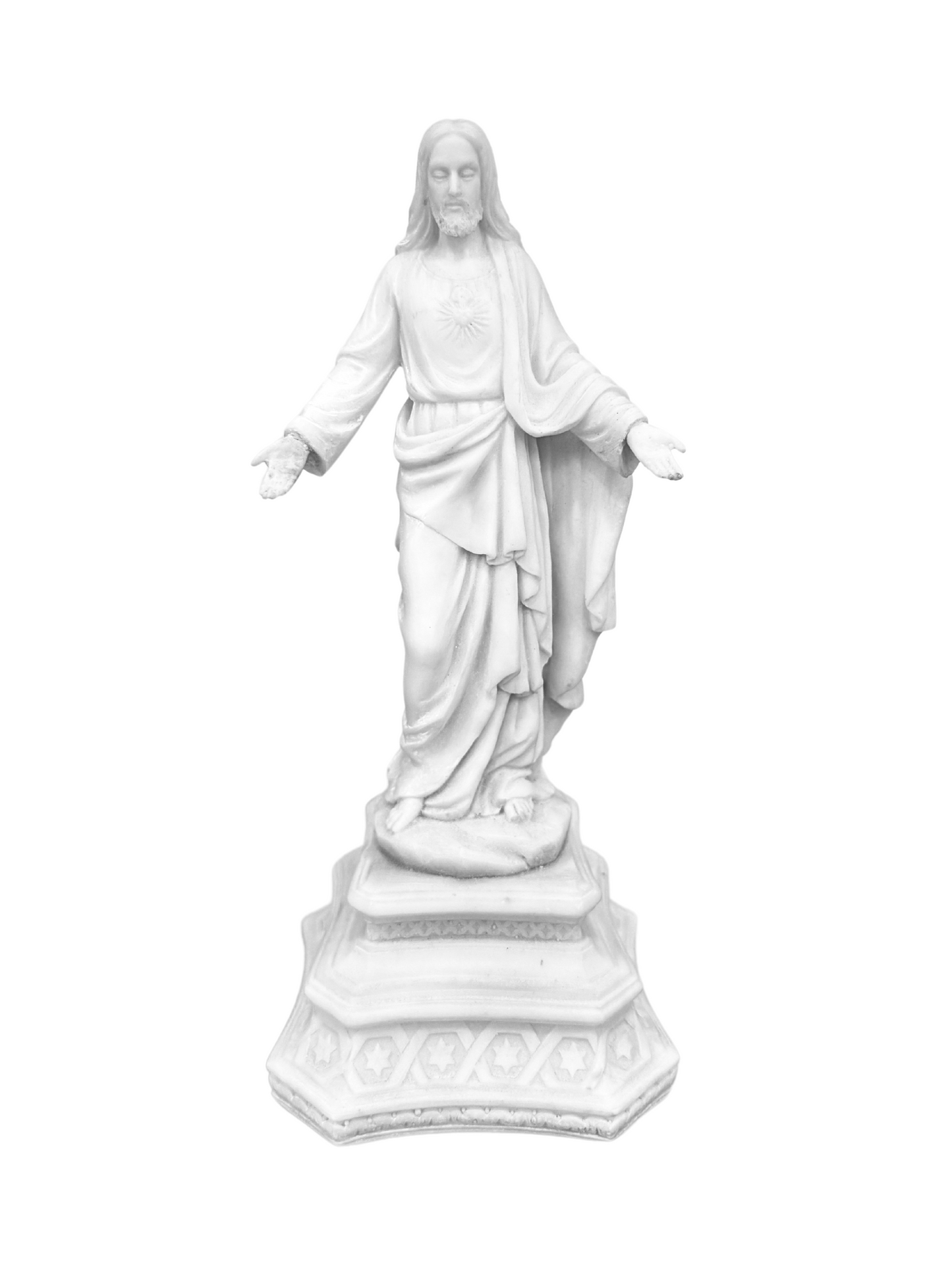 Jesus Christ Open Arms Posture On Base Gift for Christmas Home Decoration-Height-10 Inches-Resin-White Finish