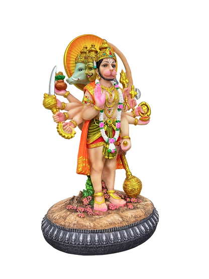 Panchmukhi Hanuman Idol-5 Faces Of Hanuman Statue-Multicoloured-Resin-Height-8.5 Inches