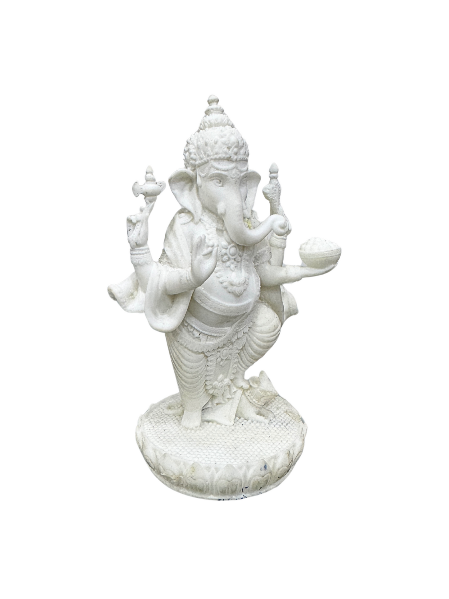 New Standing Ganesh Idol On Base-Height-5.5 Inches-Marble White-Resin