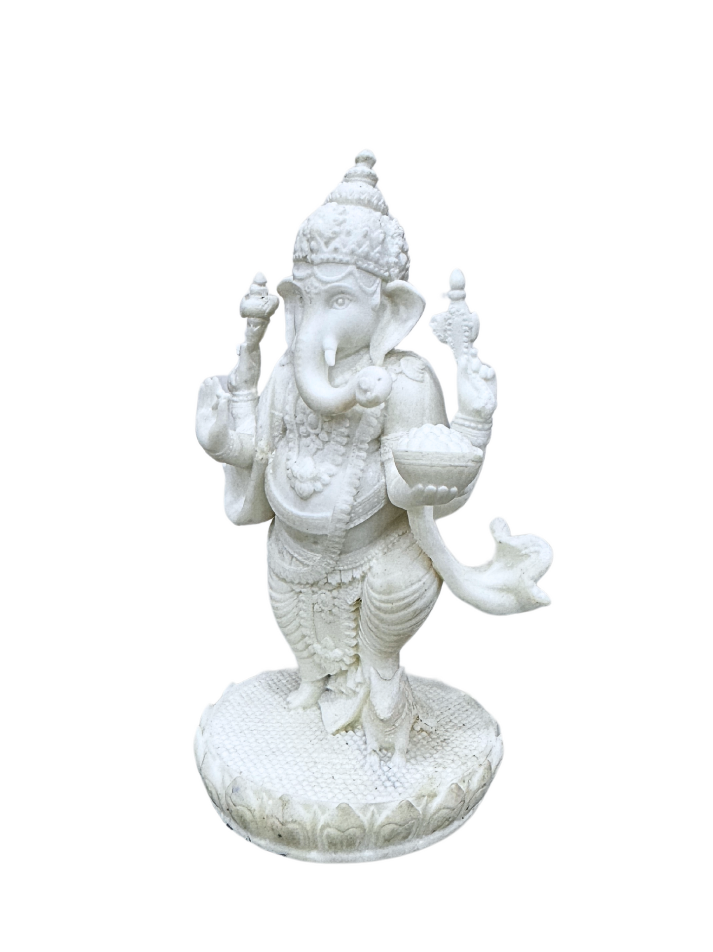 New Standing Ganesh Idol On Base-Height-5.5 Inches-Marble White-Resin