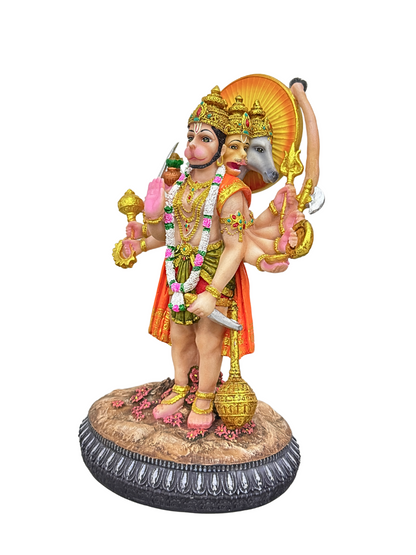 Panchmukhi Hanuman Idol-5 Faces Of Hanuman Statue-Multicoloured-Resin-Height-8.5 Inches