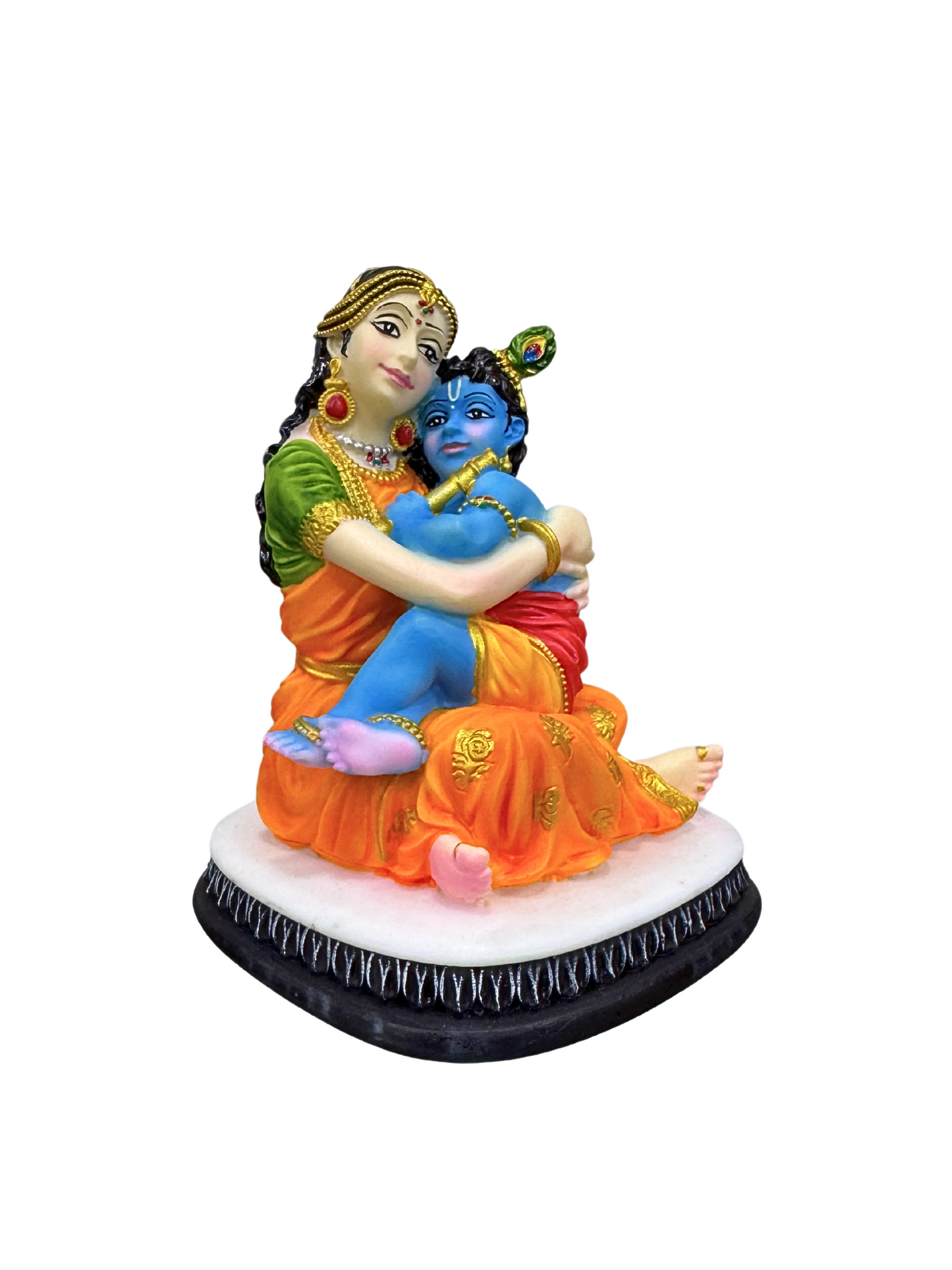 Regular Maa Yashoda Krishna On Lap-3.5 Inch-Car and Home D�cor-Multicoloured-Resin