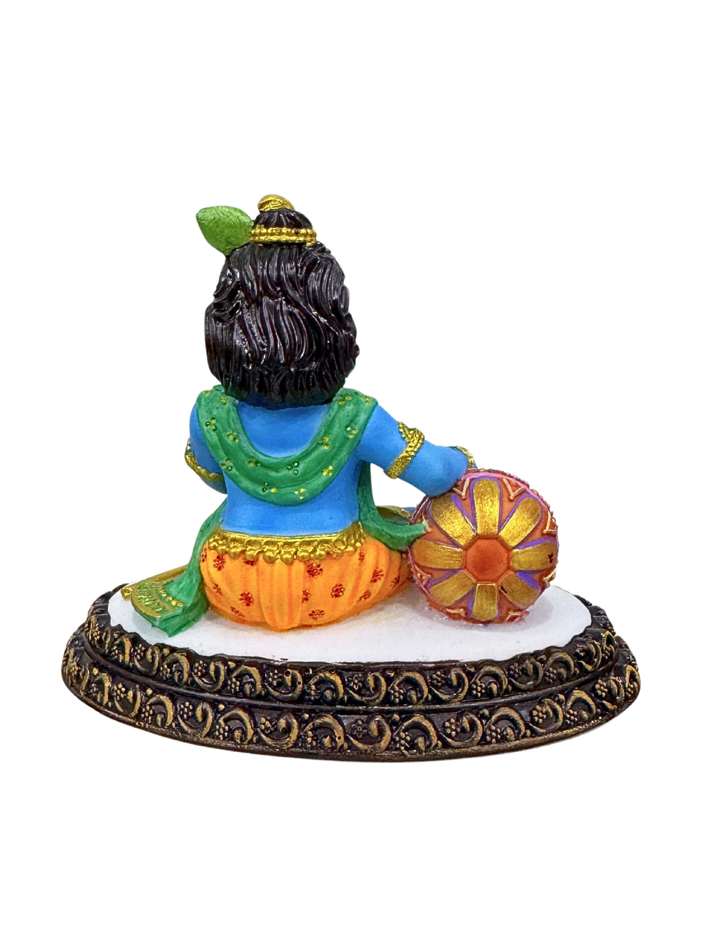 New Krishna Idol Eating Butter On Base-Height-4 Inches-Multioloured-Resin