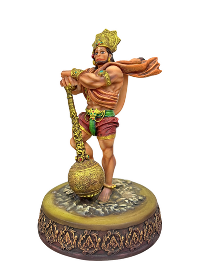 New Big Standing Hanuman Idol Holding Gada-Height-7 inches-Resin-Multicoloured