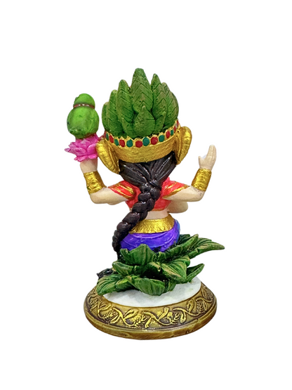 Regular Sitting Tulsi Mata-Vrinda Devi-Cartoon Version-Height-3 Inches-Multicoloured-Resin