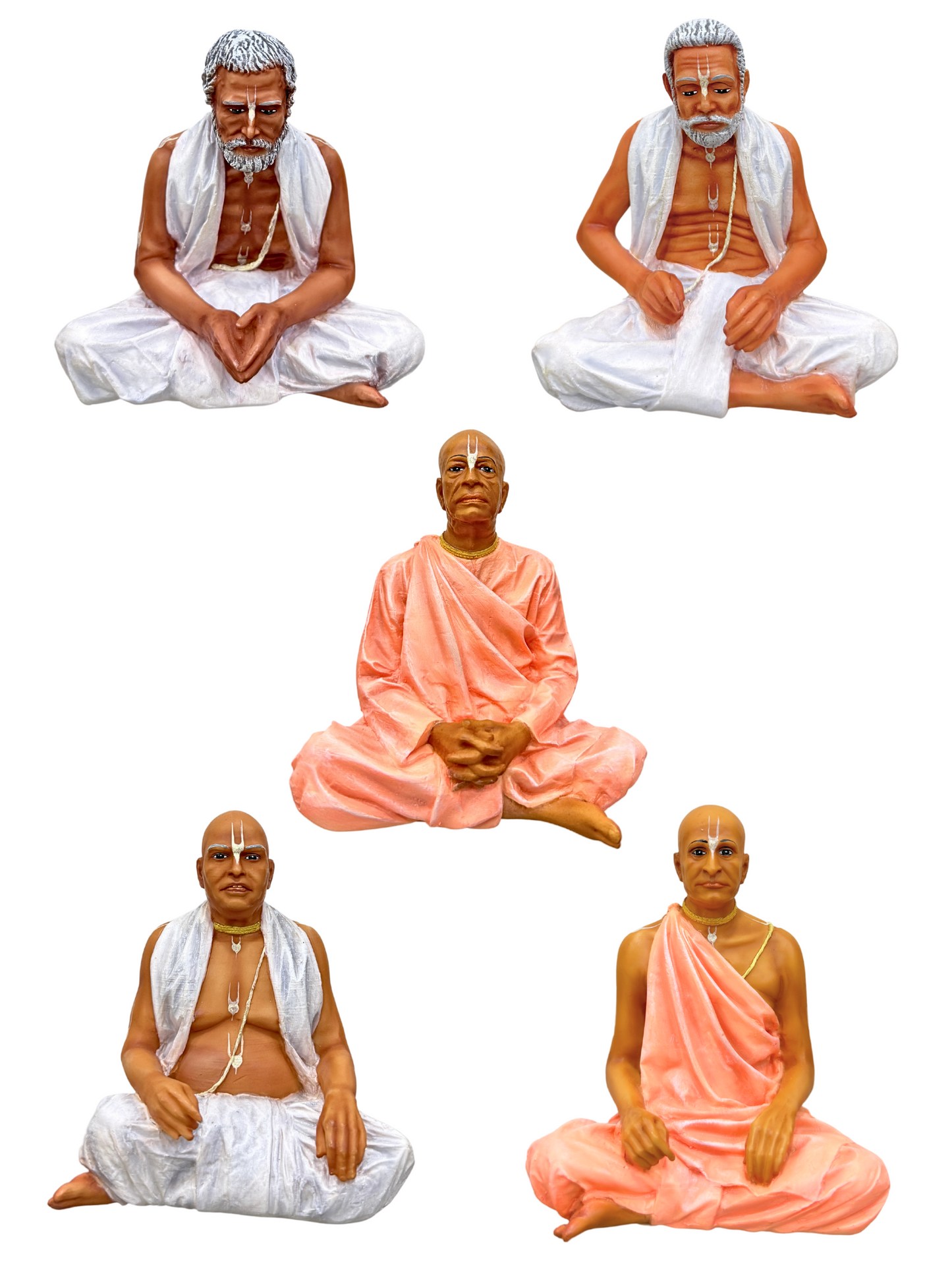 Set of 5 Guru's Sitting-Height-6 Inches-Multicoloured-Resin