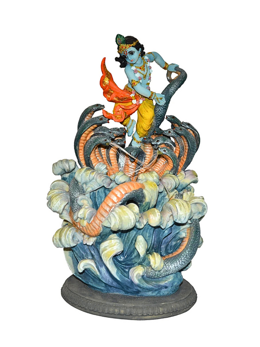 Krishna Idol Dancing On Snakes-Height-17 Inches-Multicoloured-Kaalia Krishna Sarp Version