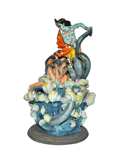 Krishna Idol Dancing On Snakes-Height-17 Inches-Multicoloured-Kaalia Krishna Sarp Version