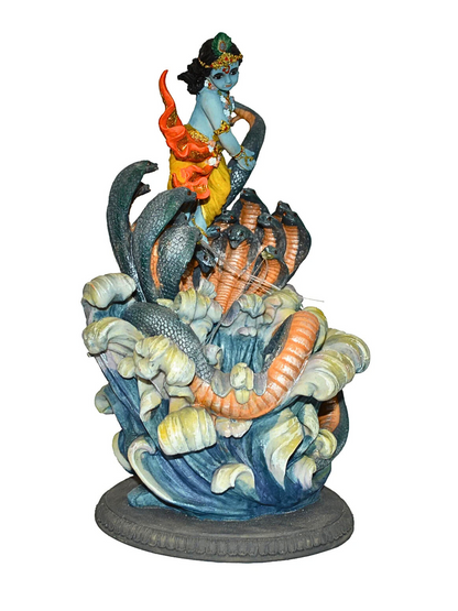 Krishna Idol Dancing On Snakes-Height-17 Inches-Multicoloured-Kaalia Krishna Sarp Version
