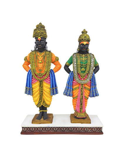 New Vitthal Rukmani Standing On Rectangular Base-Height-10 Inches-Multicoloured-Resin