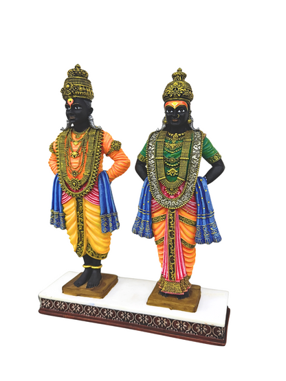New Vitthal Rukmani Standing On Rectangular Base-Height-10 Inches-Multicoloured-Resin