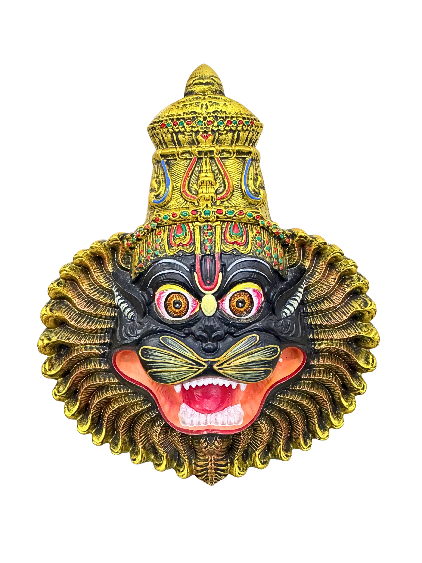 New Large Narsimha Face God Idol Mayapuri Style Murti-8 Inches-Resin-Multicoloured-New Model