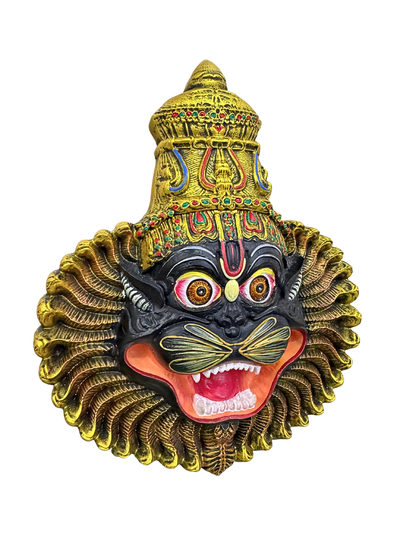 New Large Narsimha Face God Idol Mayapuri Style Murti-4 Inches-Resin-Multicoloured-New Model