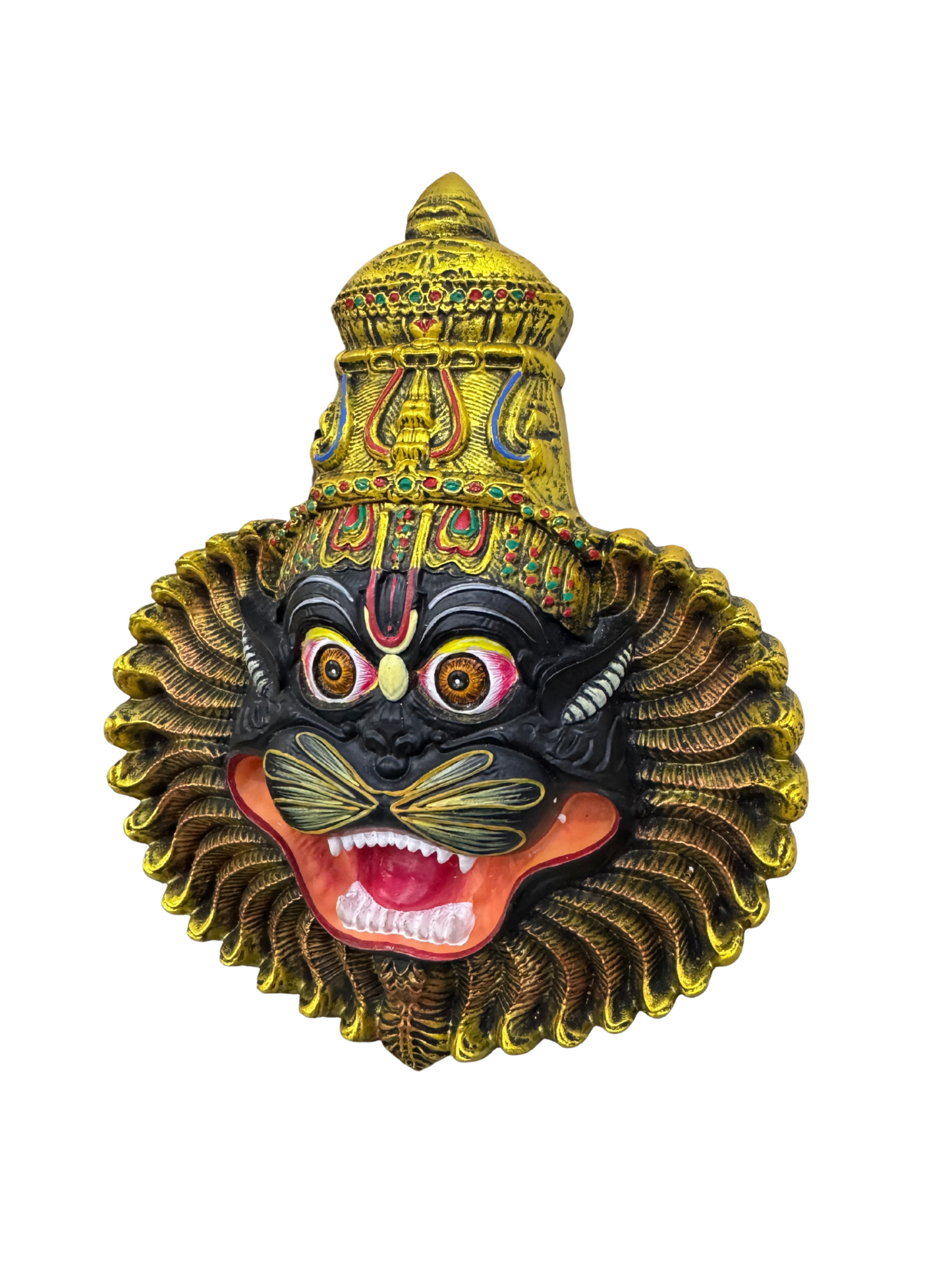 New Large Narsimha Face God Idol Mayapuri Style Murti-6 Inches-Resin-Multicoloured-New Model