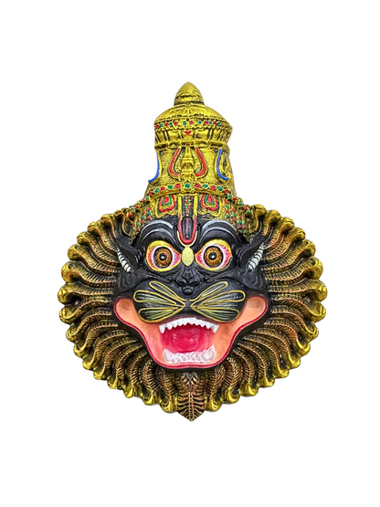 New Large Narsimha Face God Idol Mayapuri Style Murti-4 Inches-Resin-Multicoloured-New Model