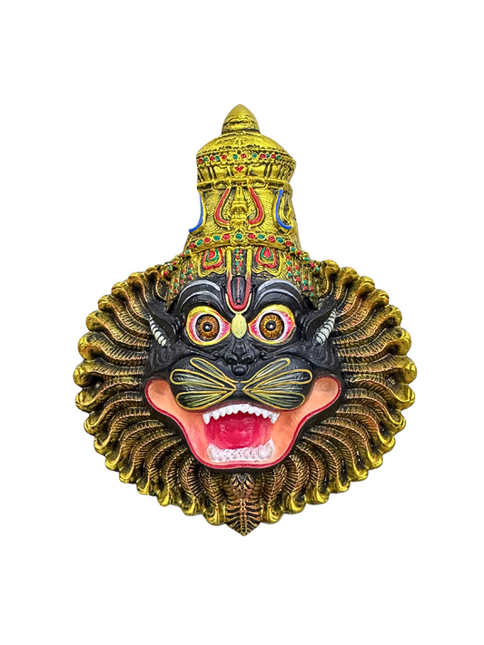 New Large Narsimha Face God Idol Mayapuri Style Murti-4 Inches-Resin-Multicoloured-New Model