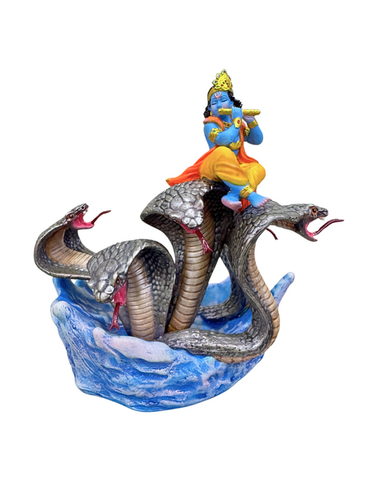 New Medium Kaalia Krishna Dancing On Snakes-Height-6 Inches-Multicolored