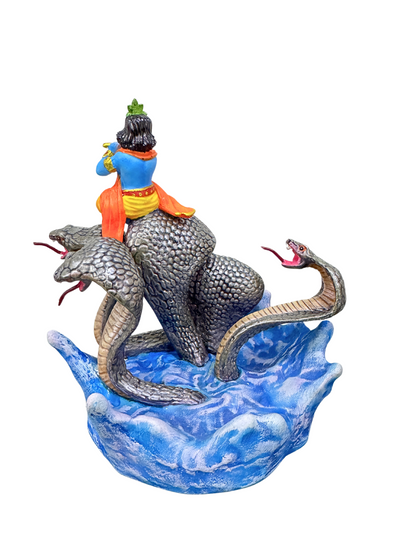 New Medium Kaalia Krishna Dancing On Snakes-Height-6 Inches-Multicolored