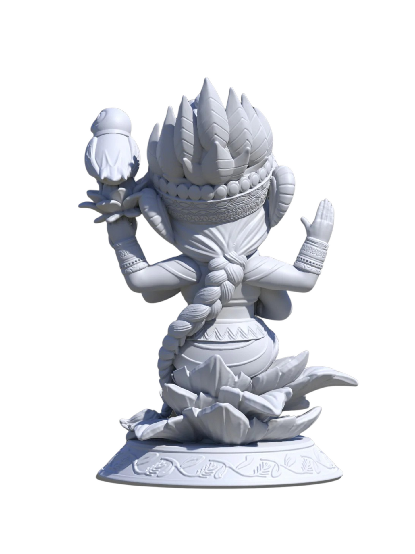 Regular Sitting Tulsi Mata-Vrinda Devi-Cartoon Version-Height-3 Inches-White-Resin