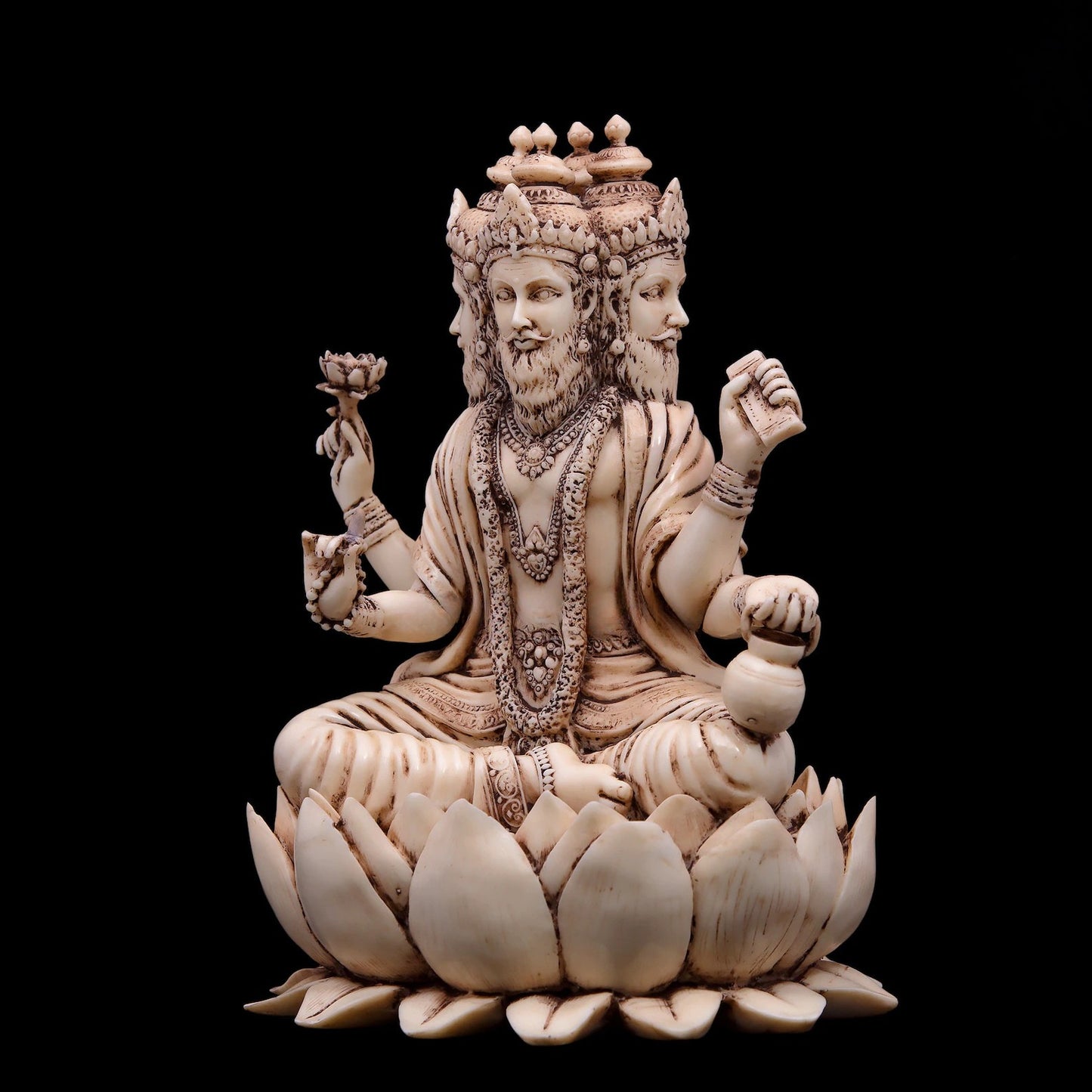 Brahma Dev Idol-Four Faced Figurine-Statue for Temple and Home Decor-Height-8 Inches-White Finish