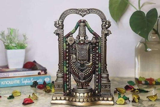 Polyresin and Marble 4D Lord Balaji Murti (8.5 inches), Multicolour